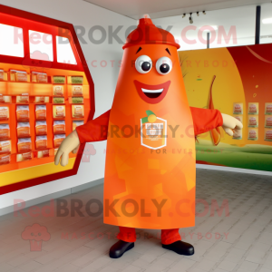 Orange Bottle Of Ketchup mascot costume character dressed with a Long Sleeve Tee and Pocket squares