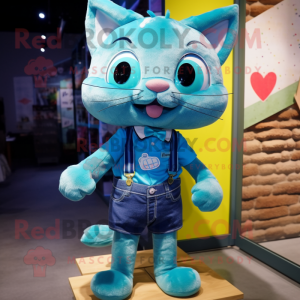 Turquoise Cat mascotte...