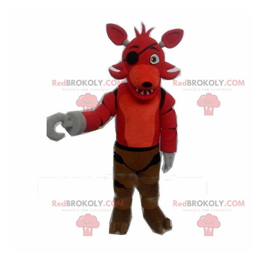 Rød ulv maskot, pirathunddrakt - Redbrokoly.com Rød ulv maskot, pirathunddrakt - Redbrokoly.com
