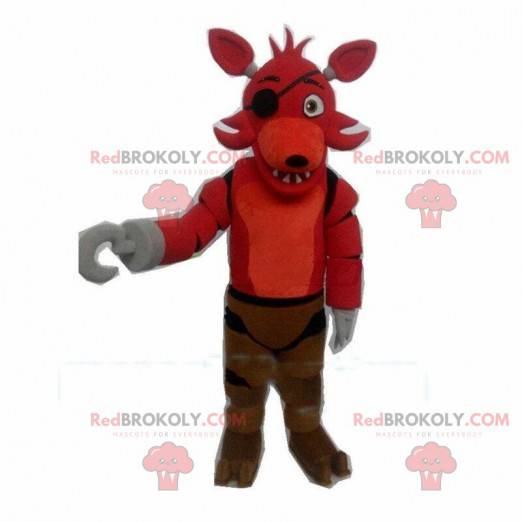 Mascotte de loup rouge, costume de chien pirate - Redbrokoly.com