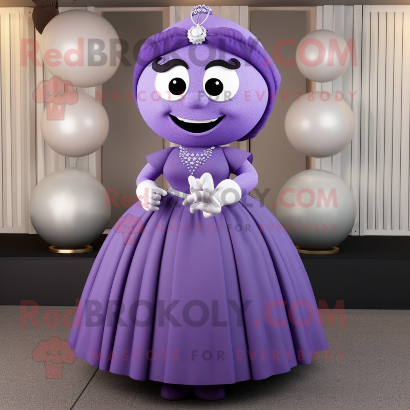 Lavender Attorney mascot costume character dressed with a Ball Gown and Bracelets Lavender Attorney mascot costume character dressed with a Ball Gown and Bracelets