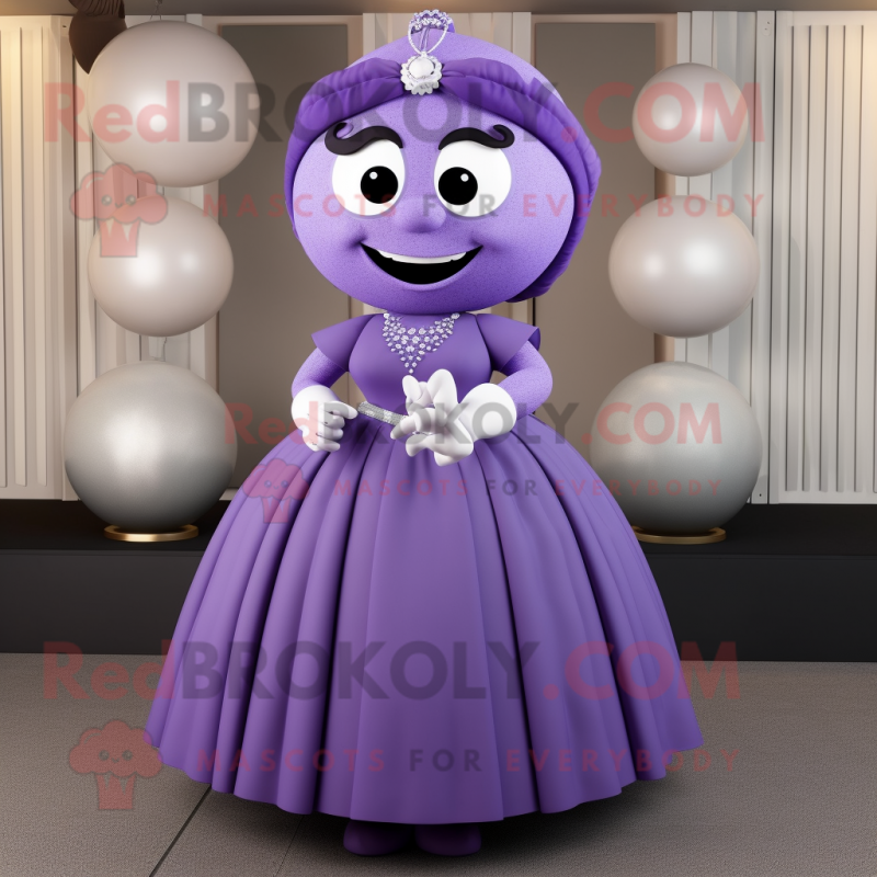 Lavender Attorney mascot costume character dressed with a Ball Gown and Bracelets