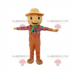 Smiling scarecrow mascot, farm costume - Redbrokoly.com
