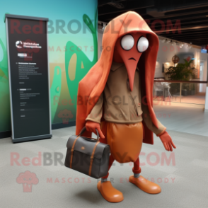 Rust Squid mascot costume character dressed with a Hoodie and Briefcases