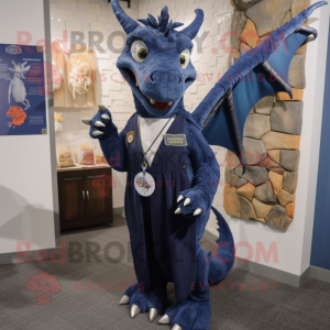 Navy Dragon maskot drakt...