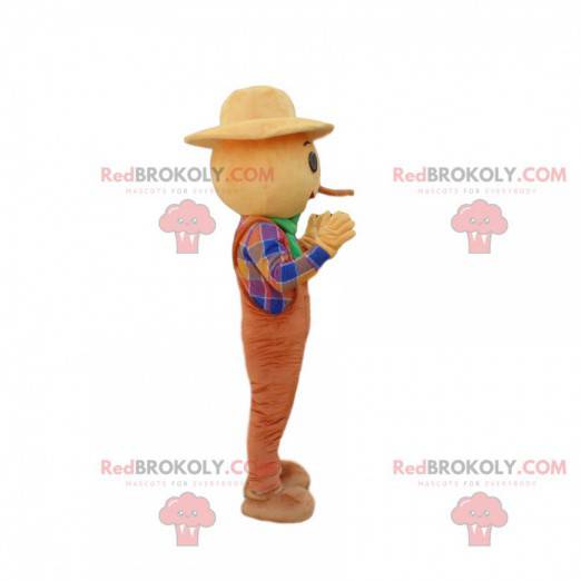 Smiling scarecrow mascot, farm costume - Redbrokoly.com