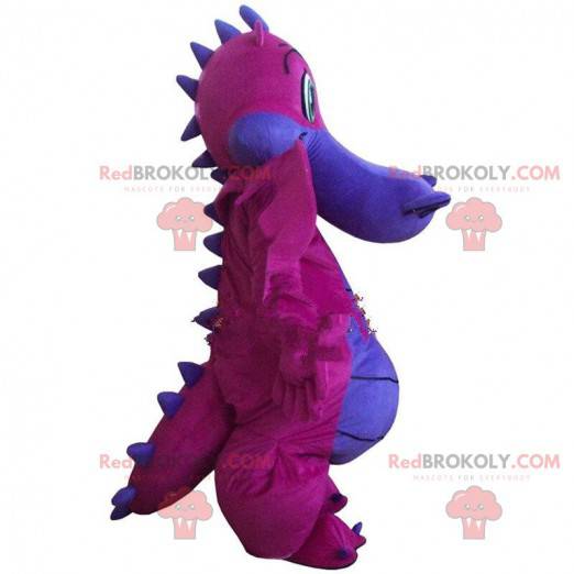 Różowy i fioletowy smok maskotka, kostium dinozaura -
