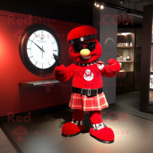 Röd säckpipa maskot kostym...