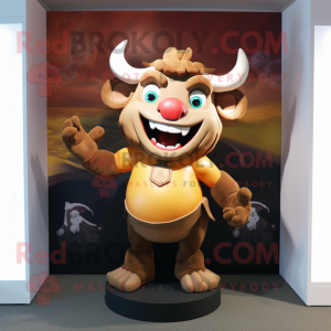 nan Minotaur mascot costume character dressed with a T-Shirt and Bow ties