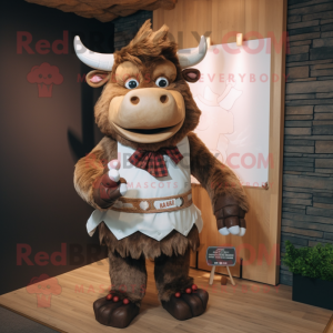 nan Minotaur mascot costume character dressed with a T-Shirt and Bow ties