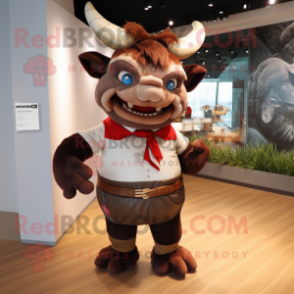 nan Minotaur mascot costume character dressed with a T-Shirt and Bow ties