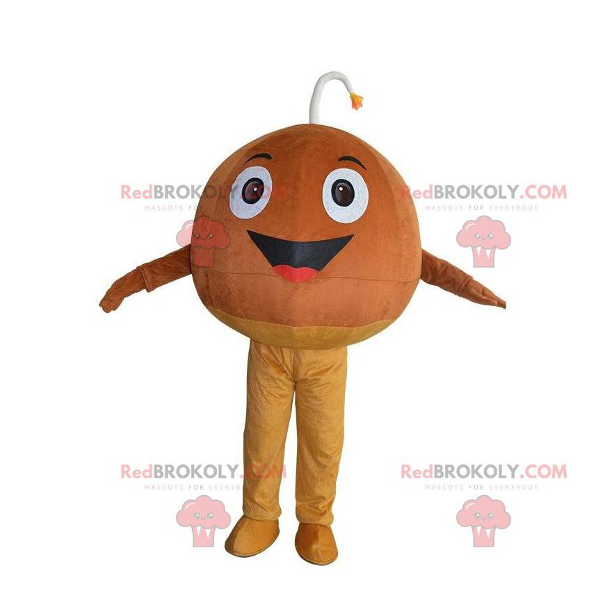 Giant brown mascot, smiling chestnut costume - Redbrokoly.com