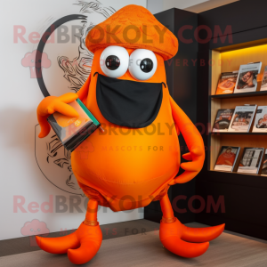 Orange Kraken mascot costume character dressed with a Culottes and Belts