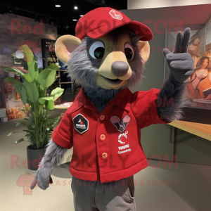 Rød Aye-Aye maskot kostume...