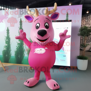 Pink Elk maskot kostume...