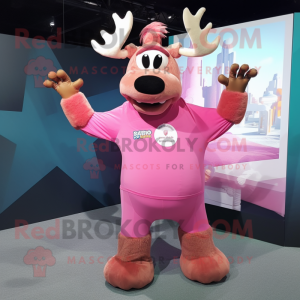 Pink Elk maskot kostume...