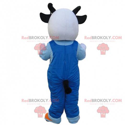 Mascot vaca blanca y negra con monos - Redbrokoly.com