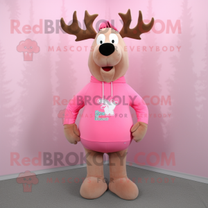 Pink Elk maskot kostume...