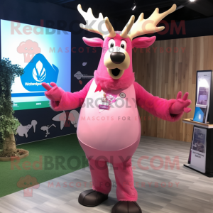 Pink Elk maskot kostume...