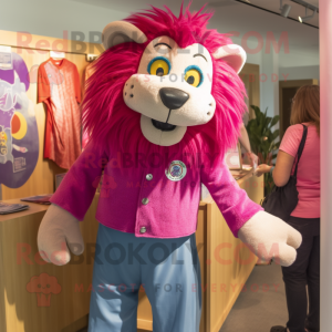 Magenta Tamer Lion maskot...