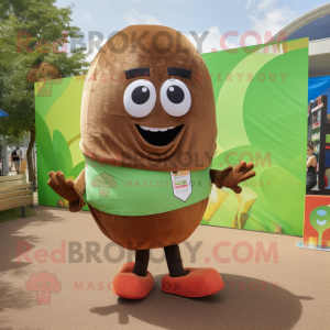 Brown Zucchini mascot costume character dressed with a Capri Pants and Anklets
