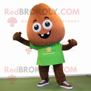 Brown Zucchini mascot costume character dressed with a Capri Pants and Anklets