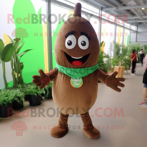 Brown Zucchini mascot costume character dressed with a Capri Pants and Anklets