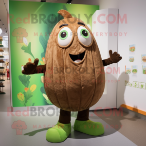 Brown Zucchini mascot costume character dressed with a Capri Pants and Anklets