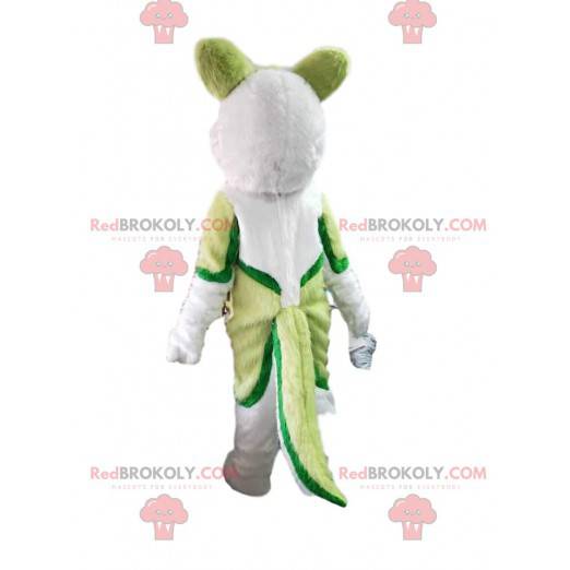 Groen en wit husky hond mascotte, wolfshond kostuum -