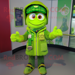 Lime Green But mascot costume character dressed with a Bomber Jacket and Scarf clips