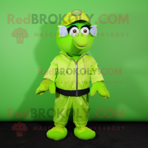 Lime Green But mascot costume character dressed with a Bomber Jacket and Scarf clips