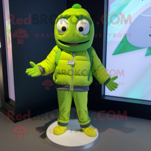 Lime Green But mascot costume character dressed with a Bomber Jacket and Scarf clips