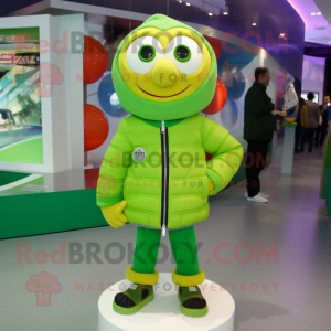 Lime Green But mascot costume character dressed with a Bomber Jacket and Scarf clips