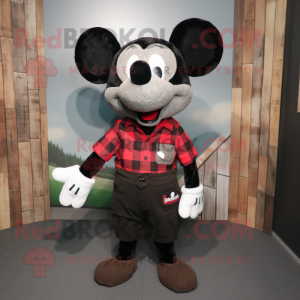 Black Mouse mascot costume character dressed with a Flannel Shirt and Ties