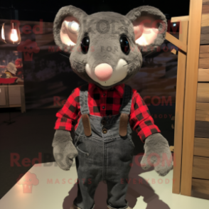 Black Mouse mascot costume character dressed with a Flannel Shirt and Ties