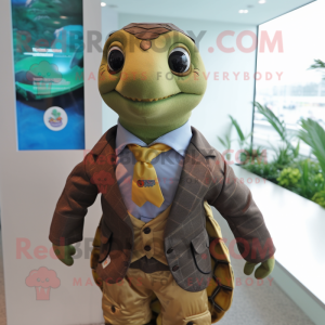 nan Sea Turtle mascot costume character dressed with a Suit Jacket and Ties