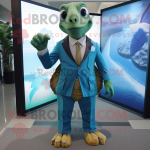 nan Sea Turtle mascot costume character dressed with a Suit Jacket and Ties