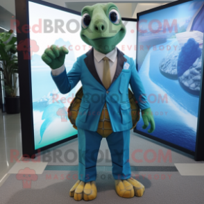 nan Sea Turtle mascot costume character dressed with a Suit Jacket and Ties