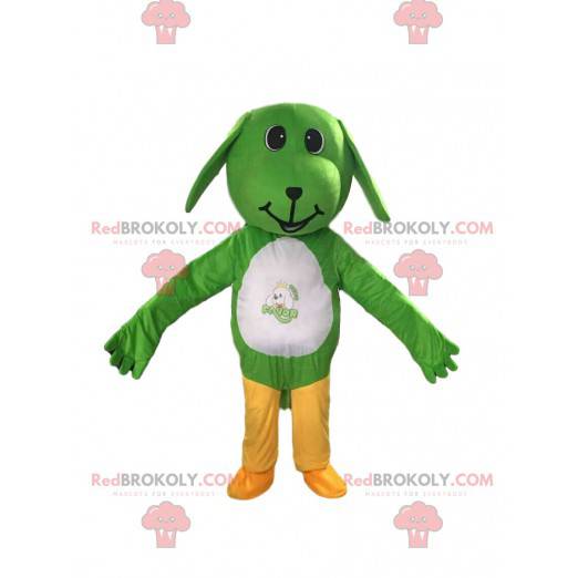 Mascote de cachorro verde e branco, fantasia canina -