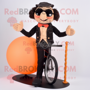 Peach Tightrope Walker mascot costume character dressed with a Biker Jacket and Reading glasses