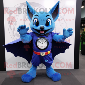 Blå Bat maskot kostume...