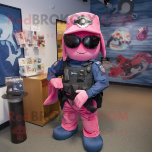 Pink Navy Seal maskot drakt...
