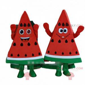 Mascottes van gigantische plakjes watermeloen, kostuums van