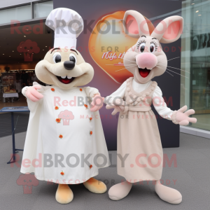 Peach Ratatouille mascot costume character dressed with a Wedding Dress and Mittens