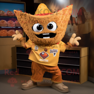 Rust Nachos mascot costume character dressed with a Polo Tee and Lapel pins