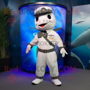 White Swordfish mascot costume character dressed with a Cargo Pants and Berets