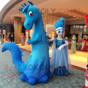 Sky Blue Sea Horse mascotte...