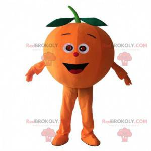 Mascote gigante laranja, fantasia laranja e frutas redondas -
