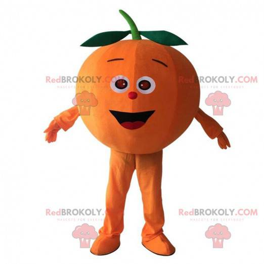 Mascota gigante naranja, naranja y disfraz de fruta redonda -