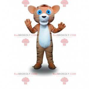 Mascotte de petit tigre marron et blanc, costume de félin -